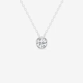 0.50 CT Round Moissanite Diamond Bezel Solitaire Necklace