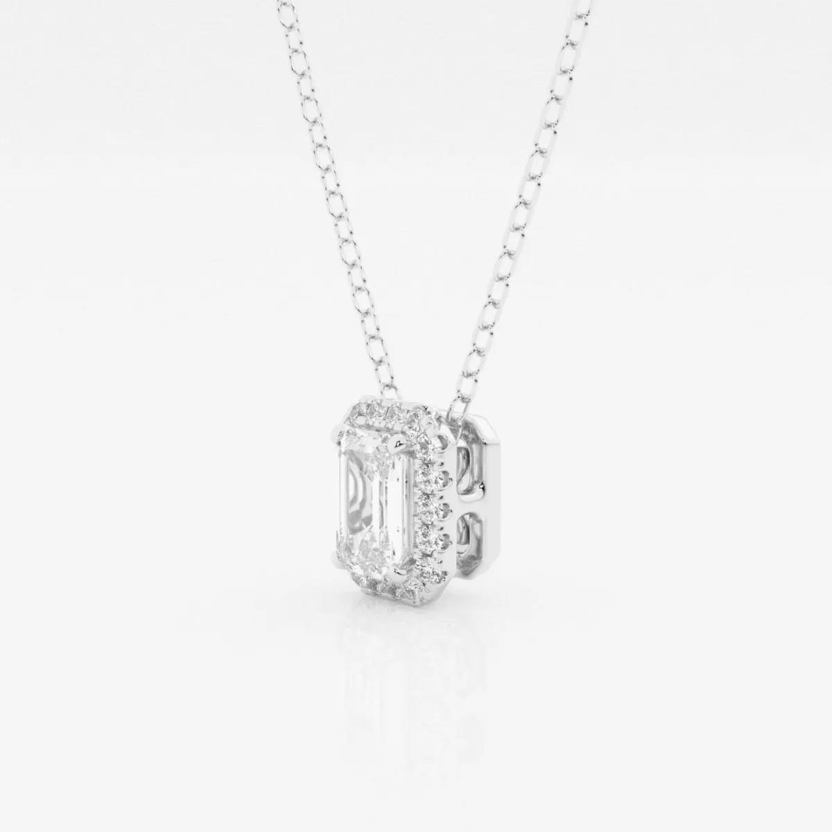 0.50 TC Emerald Moissanite Diamond Halo Style Necklace