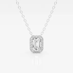 0.50 TC Emerald Moissanite Diamond Halo Style Necklace