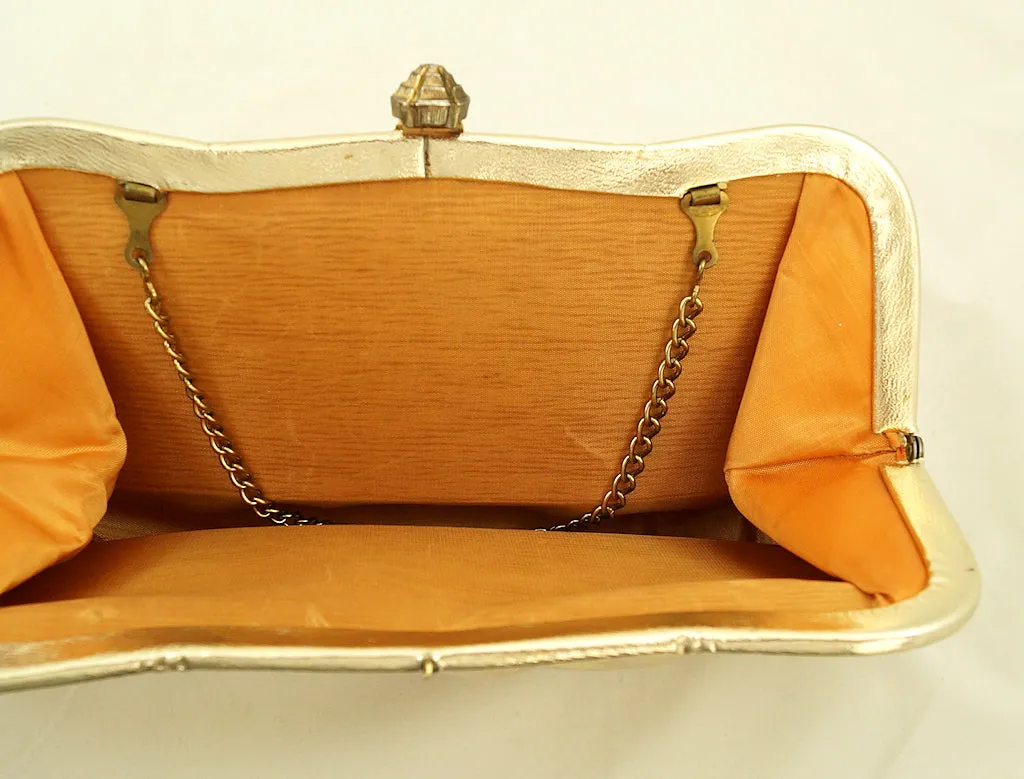 1950s Gold Clutch Handbag