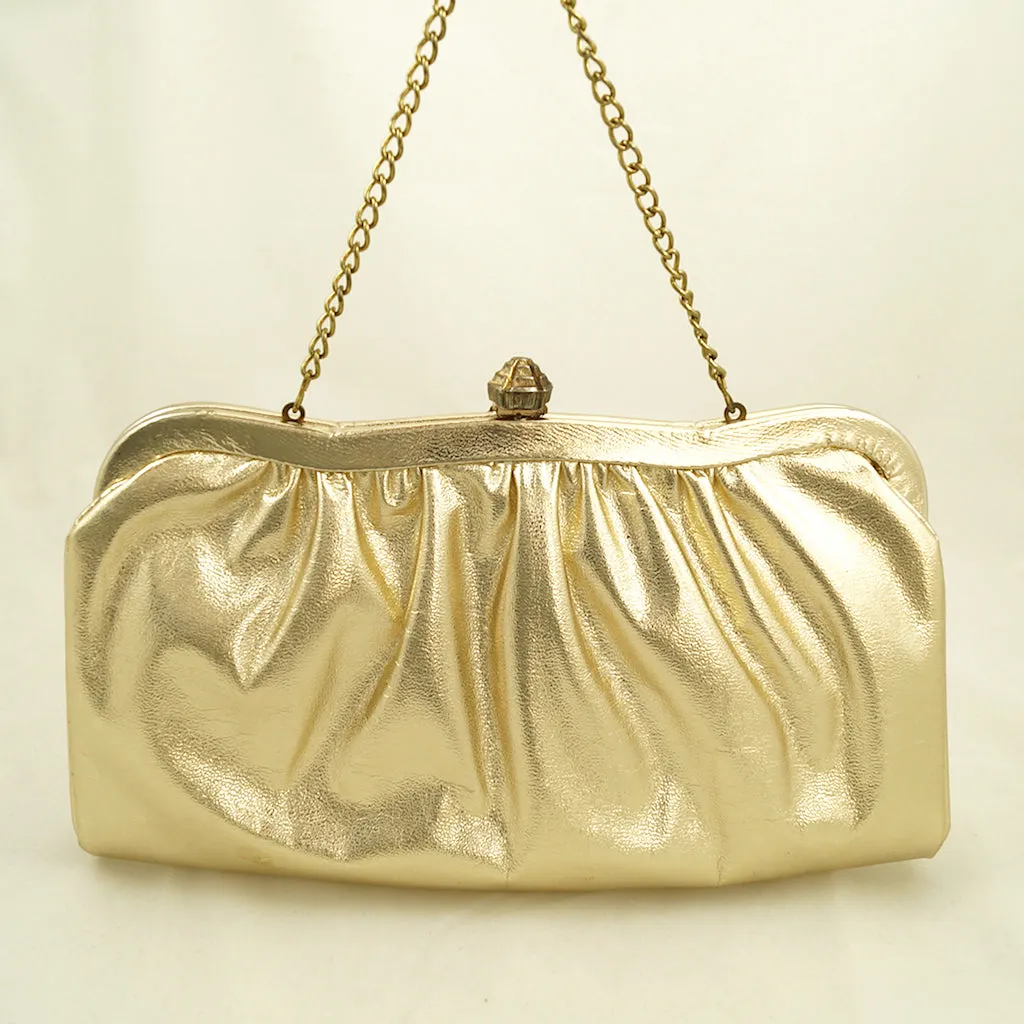 1950s Gold Clutch Handbag