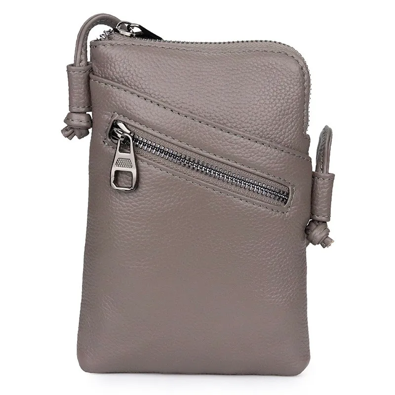 2023 Summer New Women Genuine Leather Shoulder Messenger Bags Female Cellphone Crossbody Bag Softnes