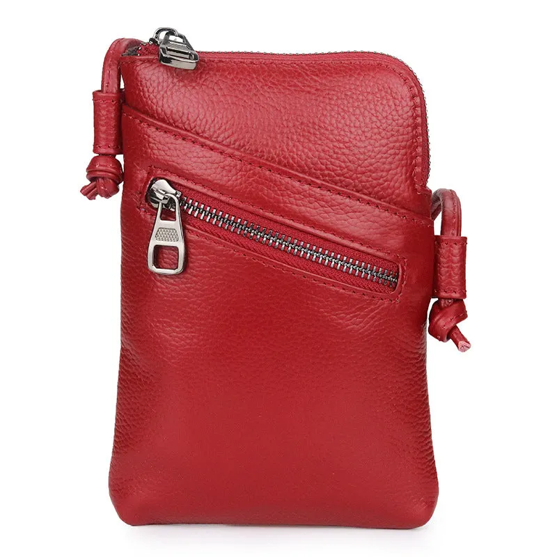 2023 Summer New Women Genuine Leather Shoulder Messenger Bags Female Cellphone Crossbody Bag Softnes