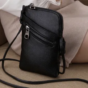 2023 Summer New Women Genuine Leather Shoulder Messenger Bags Female Cellphone Crossbody Bag Softnes