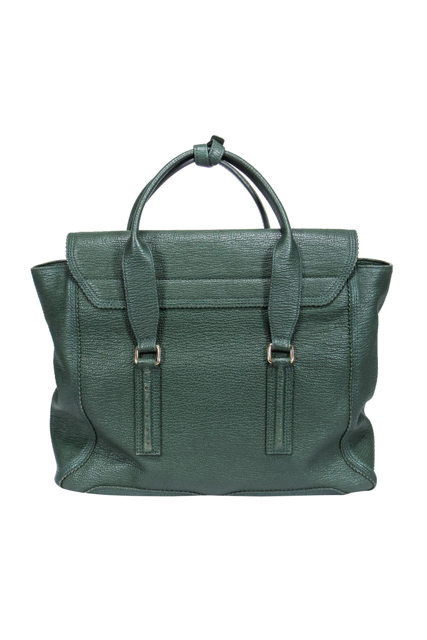 3.1 Phillip Lim - Green Textured Large Leather Satchel