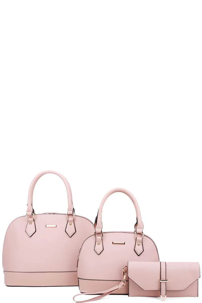 3in1 2 Domed Satchel Bags And Clutch Set