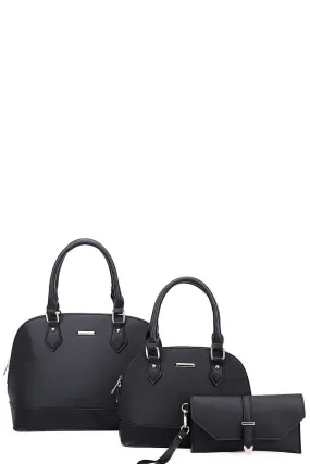 3in1 2 Domed Satchel Bags And Clutch Set