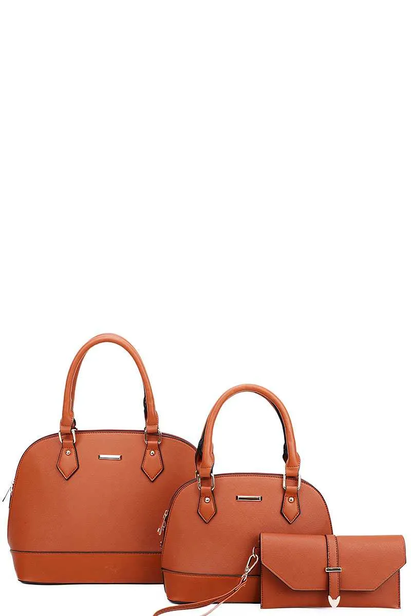 3in1 2 Domed Satchel Bags And Clutch Set