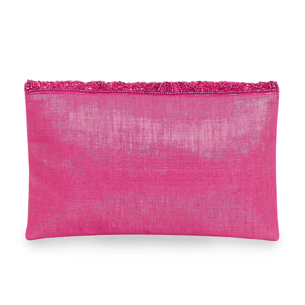 Accessorize London Women's Beaded Pink Tara Clutch Party Bag