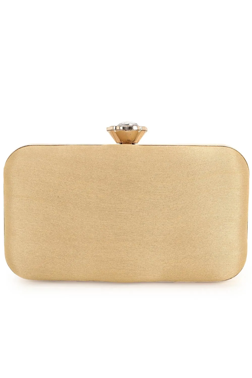 Adorn Gold Faux Silk Striped & Embellished Clutch