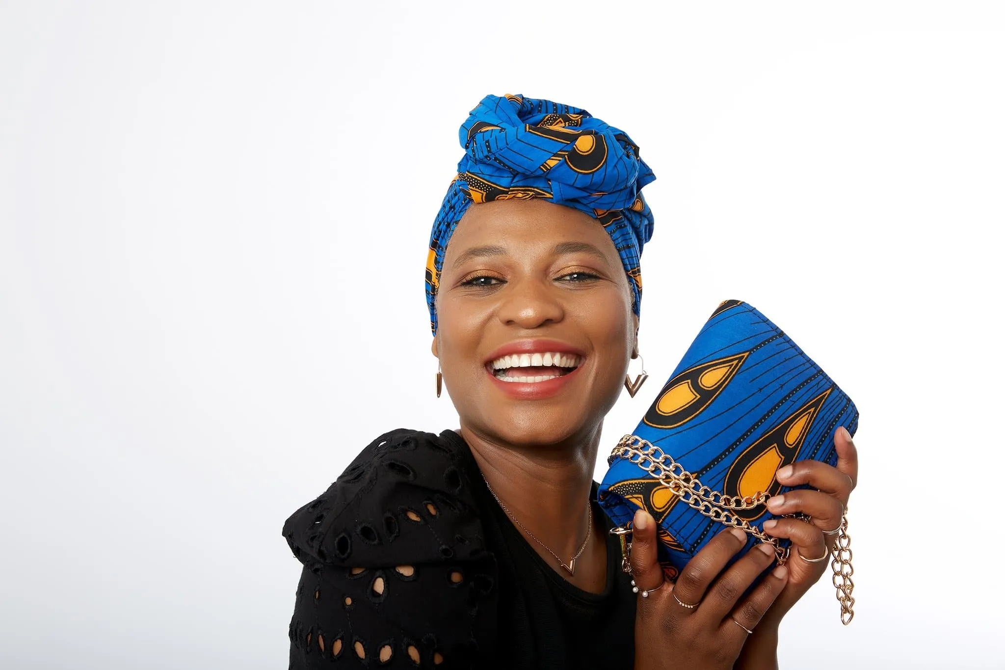 African Print Shoulder Bag Crossbody Ankara Print Bag with Matching Headwrap - Nelly