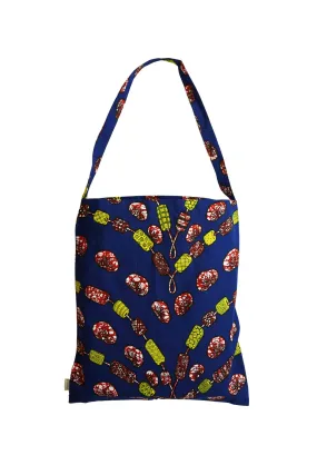 Akoli Messenger Totebag - Blue and Red African Ankara Wax Cotton Print