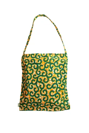 Akoli Messenger Totebag - Green and Orange Advice African Ankara Wax Cotton Print