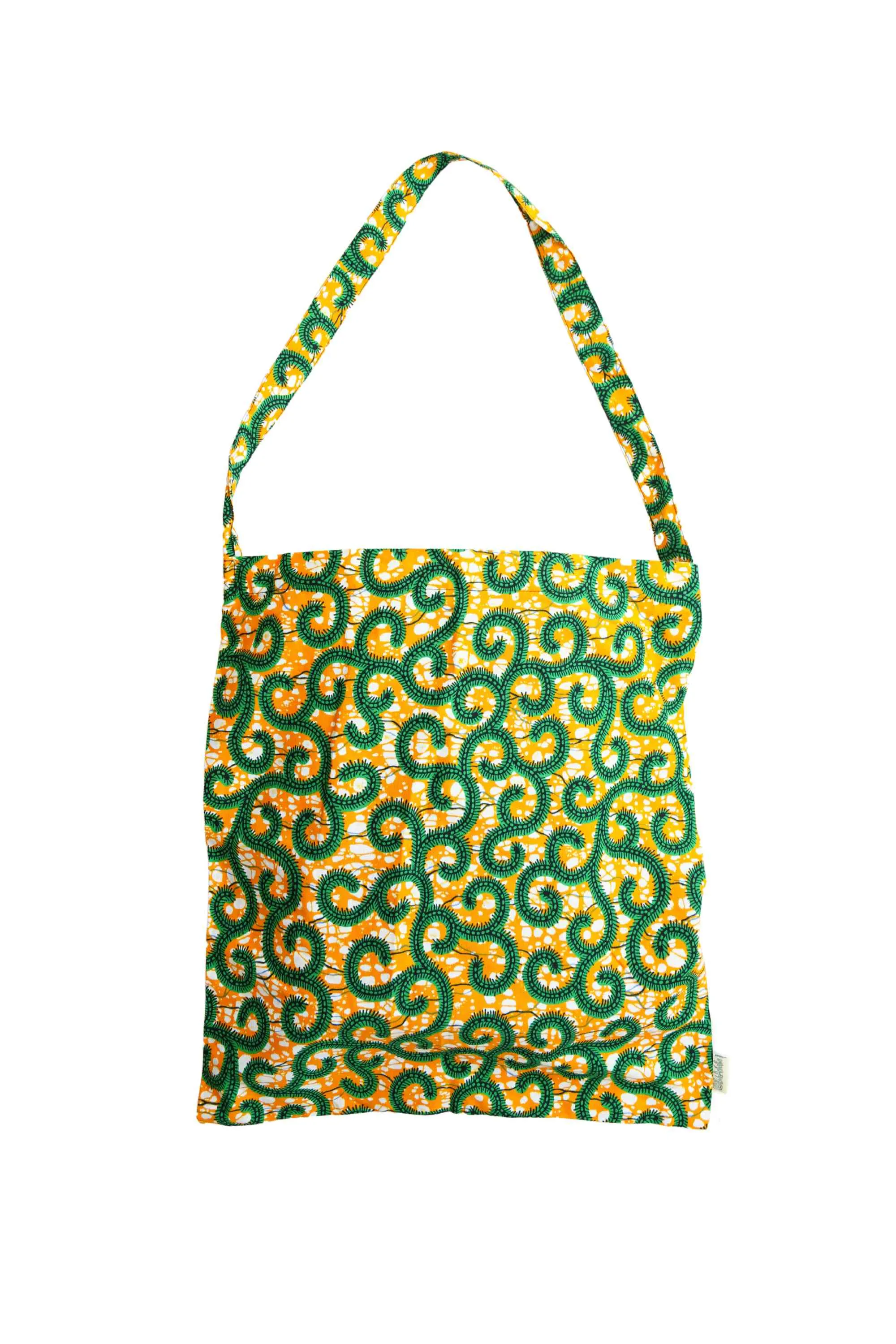 Akoli Messenger Totebag - Green and Orange Advice African Ankara Wax Cotton Print