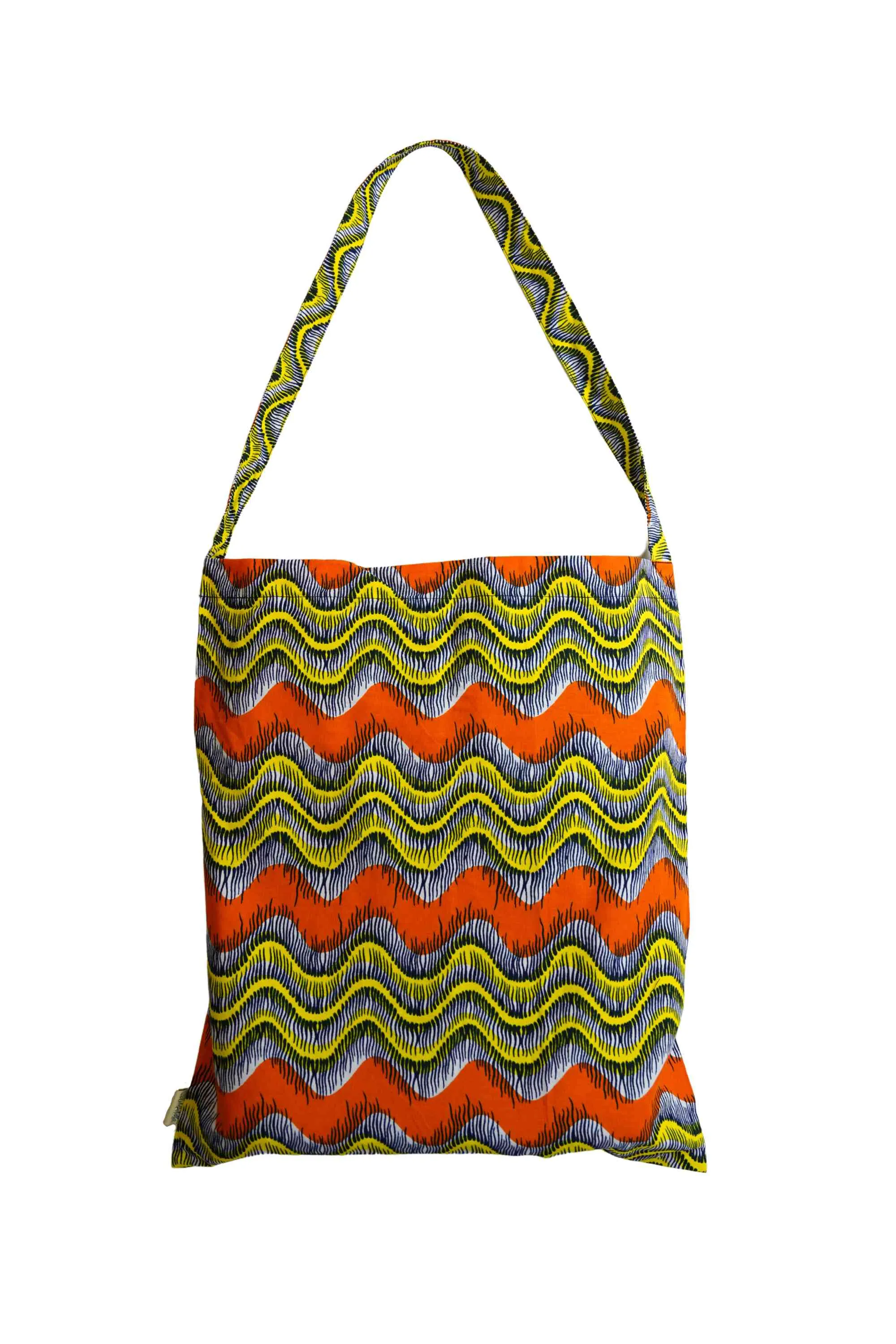 Akoli Messenger Totebag - Orange Green and Yellow African Ankara Wax Cotton Print