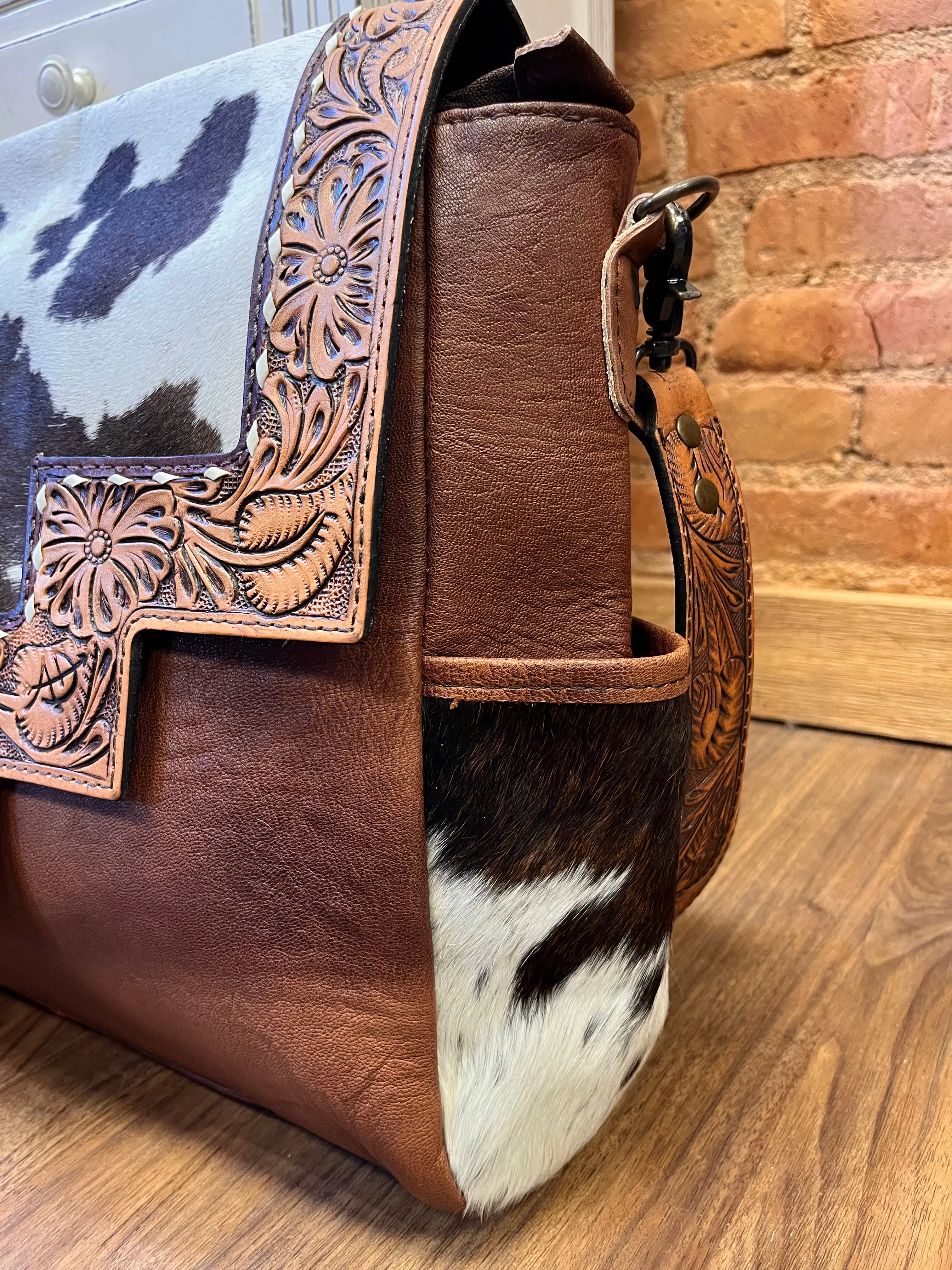 American Darling Cowhide Hair-On Concealed Carry Crossbody Messenger Briefcase Purse ADBG842B all