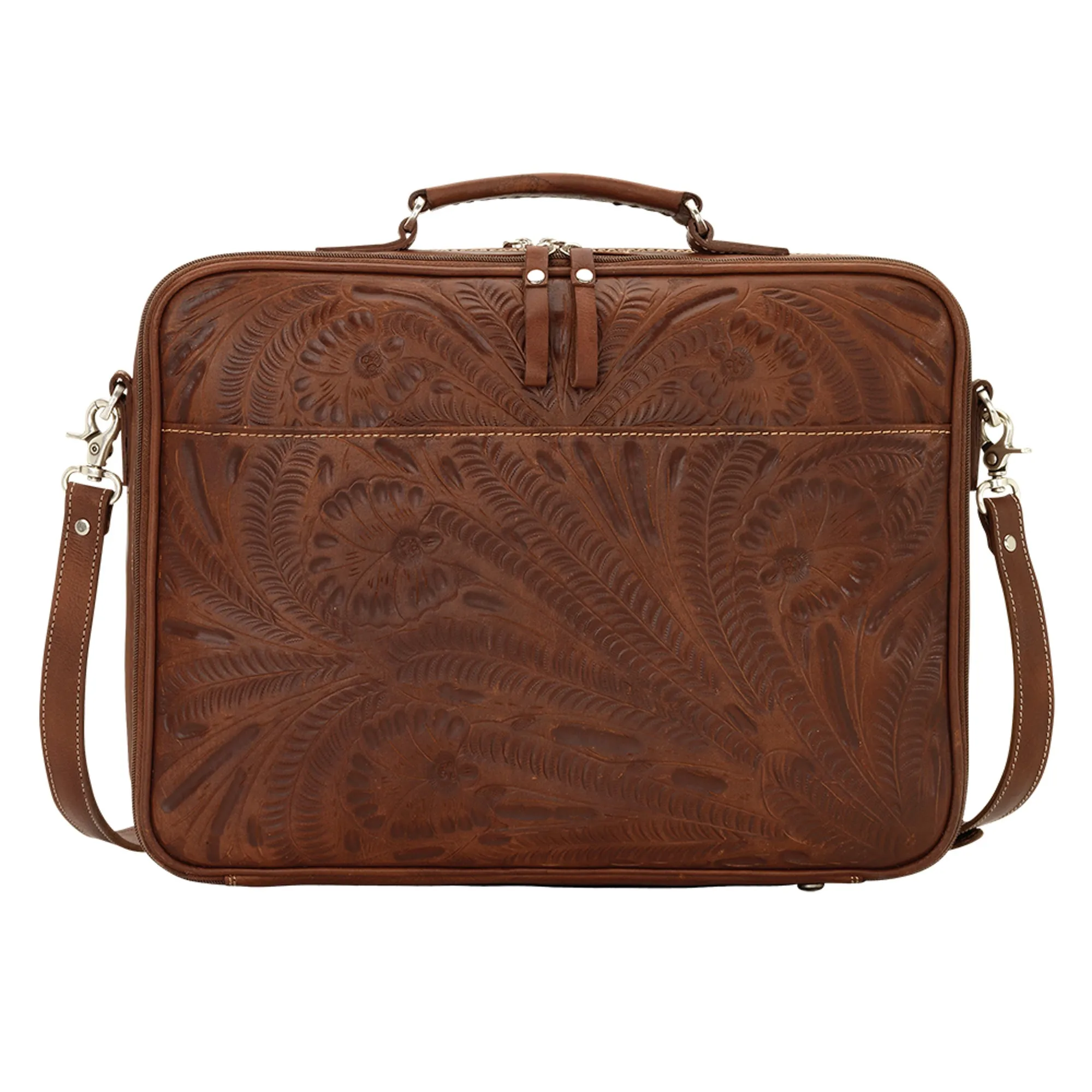 American West Retro Romance Antique Brown Leather Laptop Briefcase