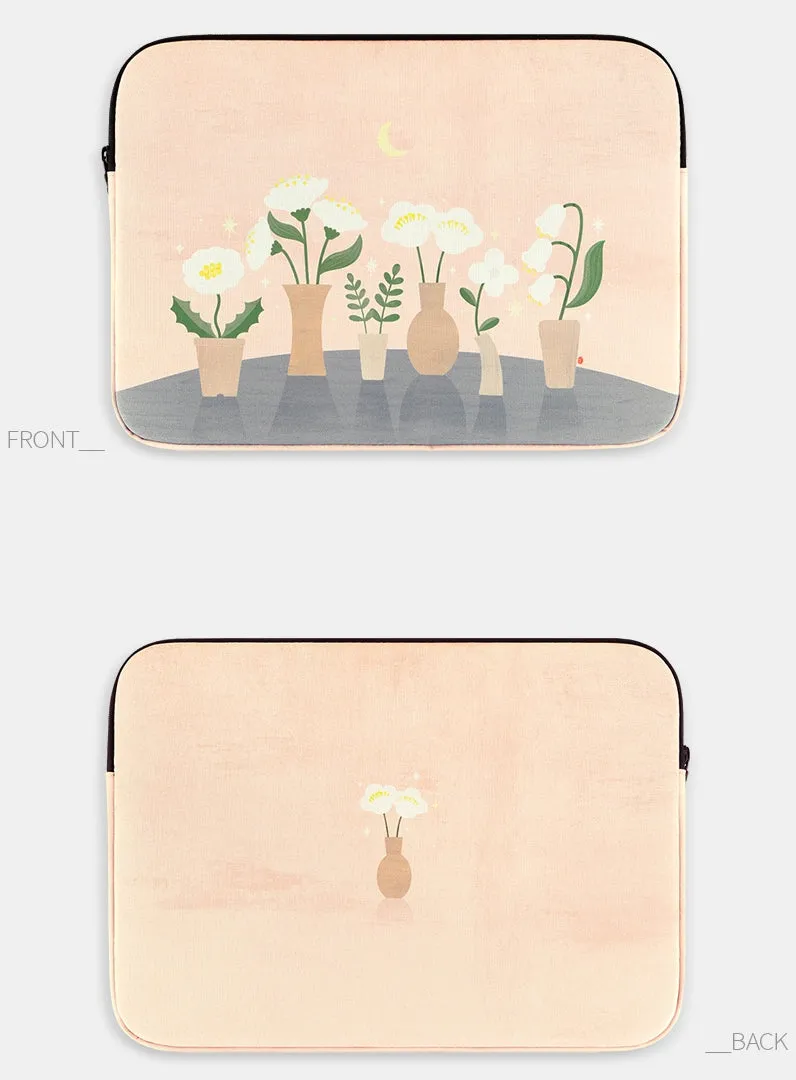 Apricot Flower Graphic Laptop Sleeves 13" 15" inch Cases Protective Covers Handbags Square Pouches Designer Artist Prints Cute Lightweight School Collage Office Zipper Fashion Unique Couple Items Gifts