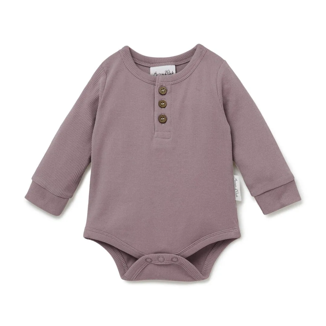 Aster & Oak | Elderberry Rib Henley Onesie