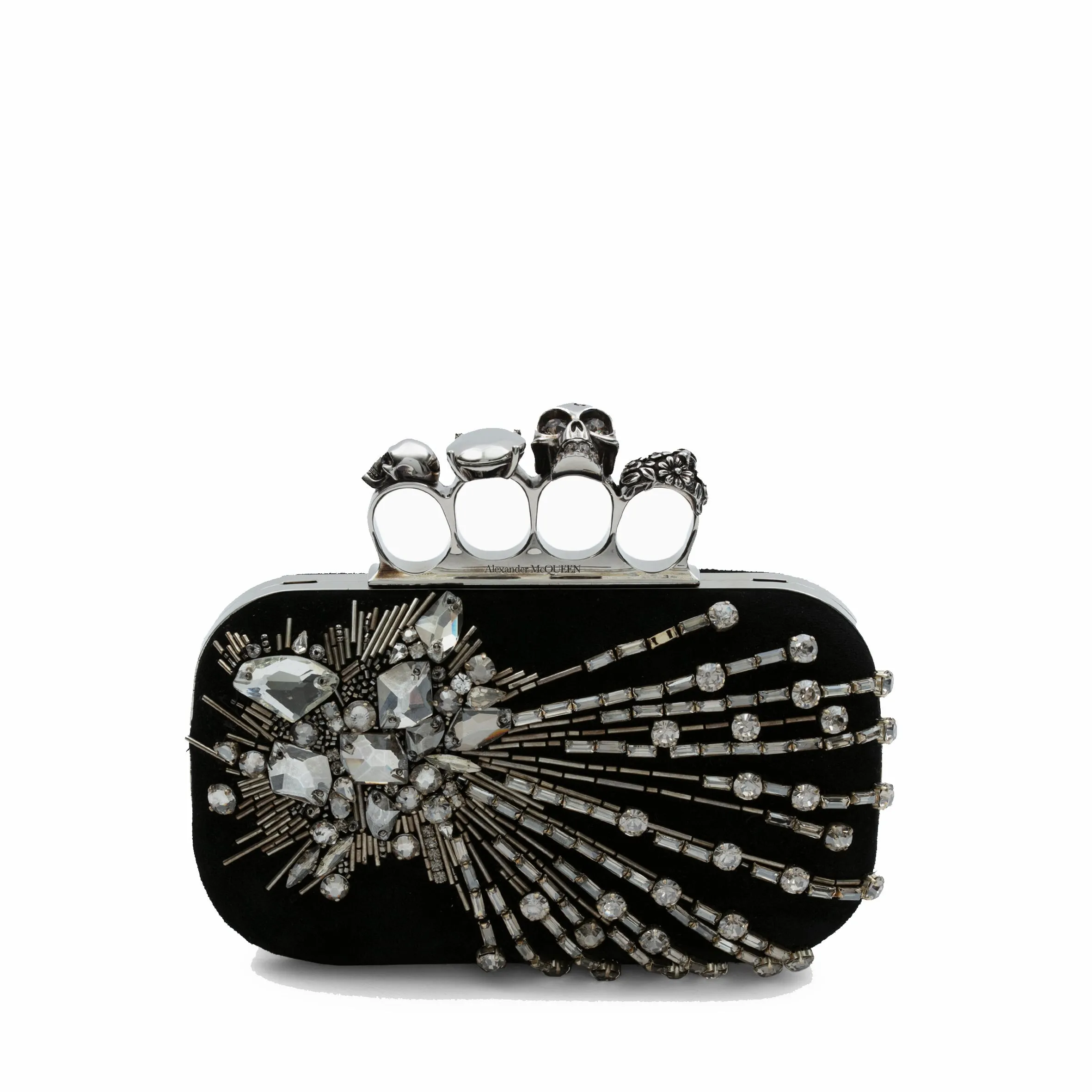 Astral Box Skull Clutch with Strap, Black