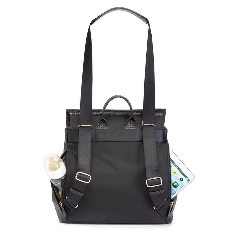 Baby Bag - Storksak St James Leather Black