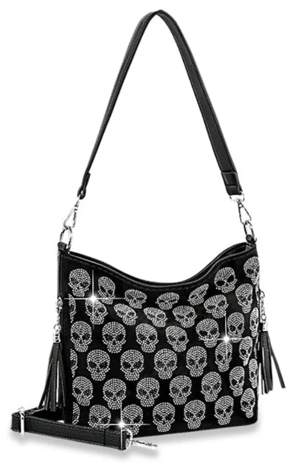 Bag - Super Sparkly Skulls Hobo Crossbody Sling