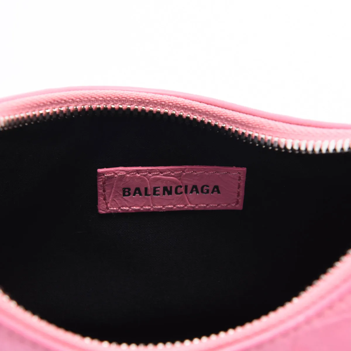 Balenciaga Pink Croc Embossed Le Cagole XS Bag