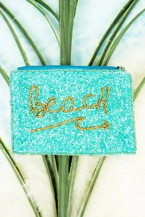 Beach beaded coin clutch