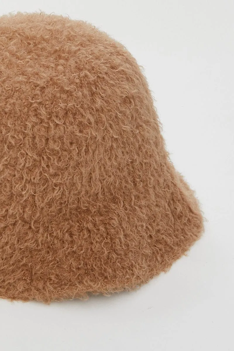 Beige Fuzzy Bucket Hat