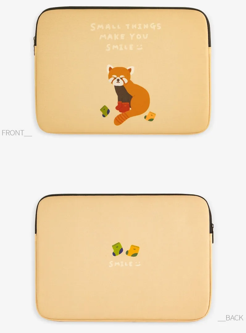 Beige Red Panda Raccoons Graphic Laptop Sleeves 13" 15" inch Cases Protective Covers Handbags Square Pouches Designer Artist Prints Cute School Collage Office Lightweight