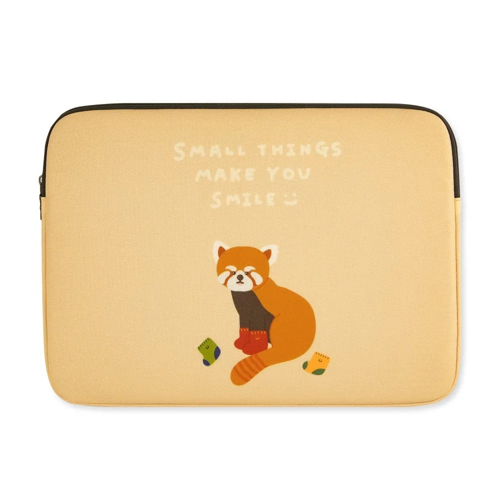 Beige Red Panda Raccoons Graphic Laptop Sleeves 13" 15" inch Cases Protective Covers Handbags Square Pouches Designer Artist Prints Cute School Collage Office Lightweight