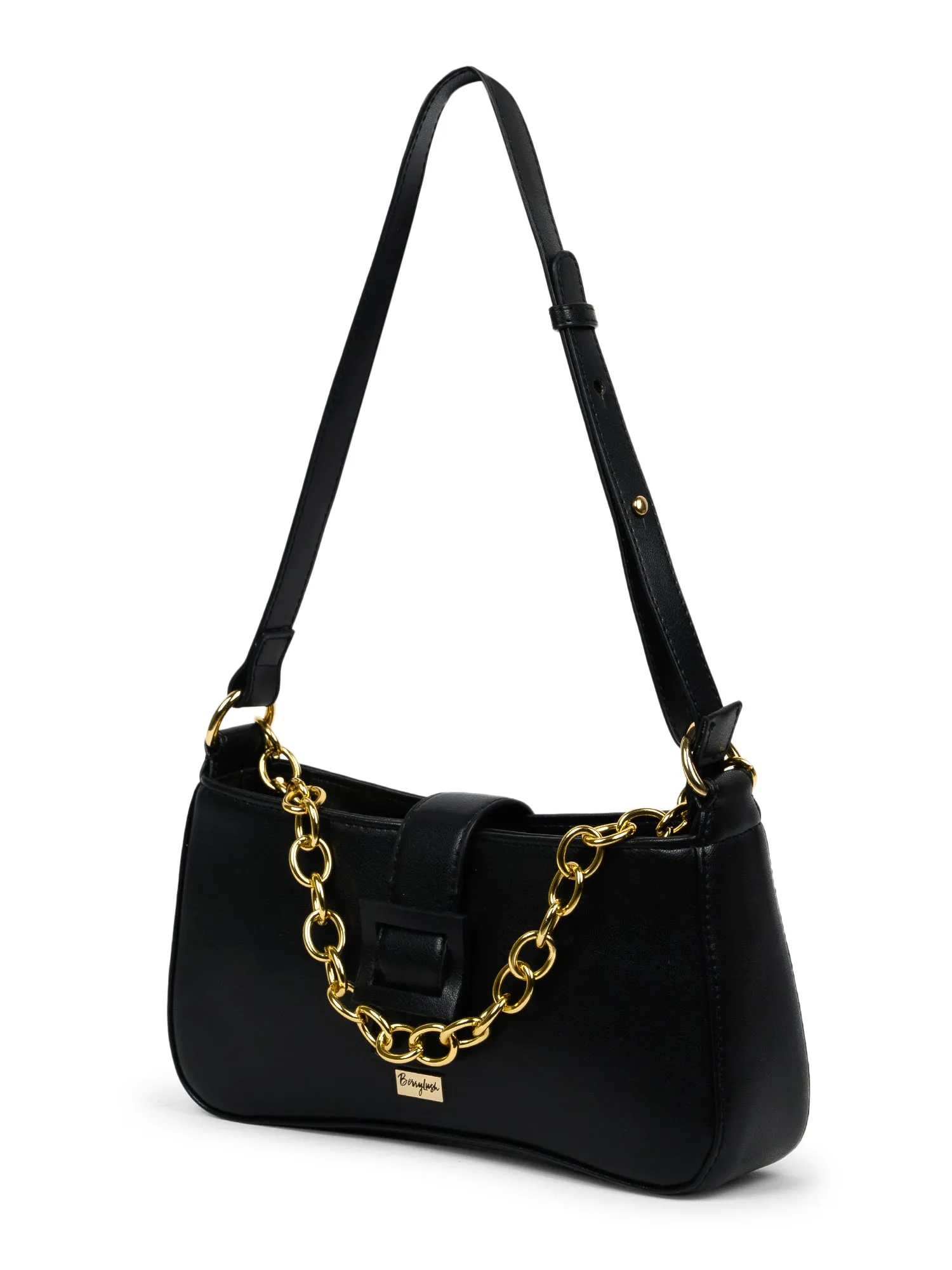 Berrylush Women Black Structured Shoulder Bag