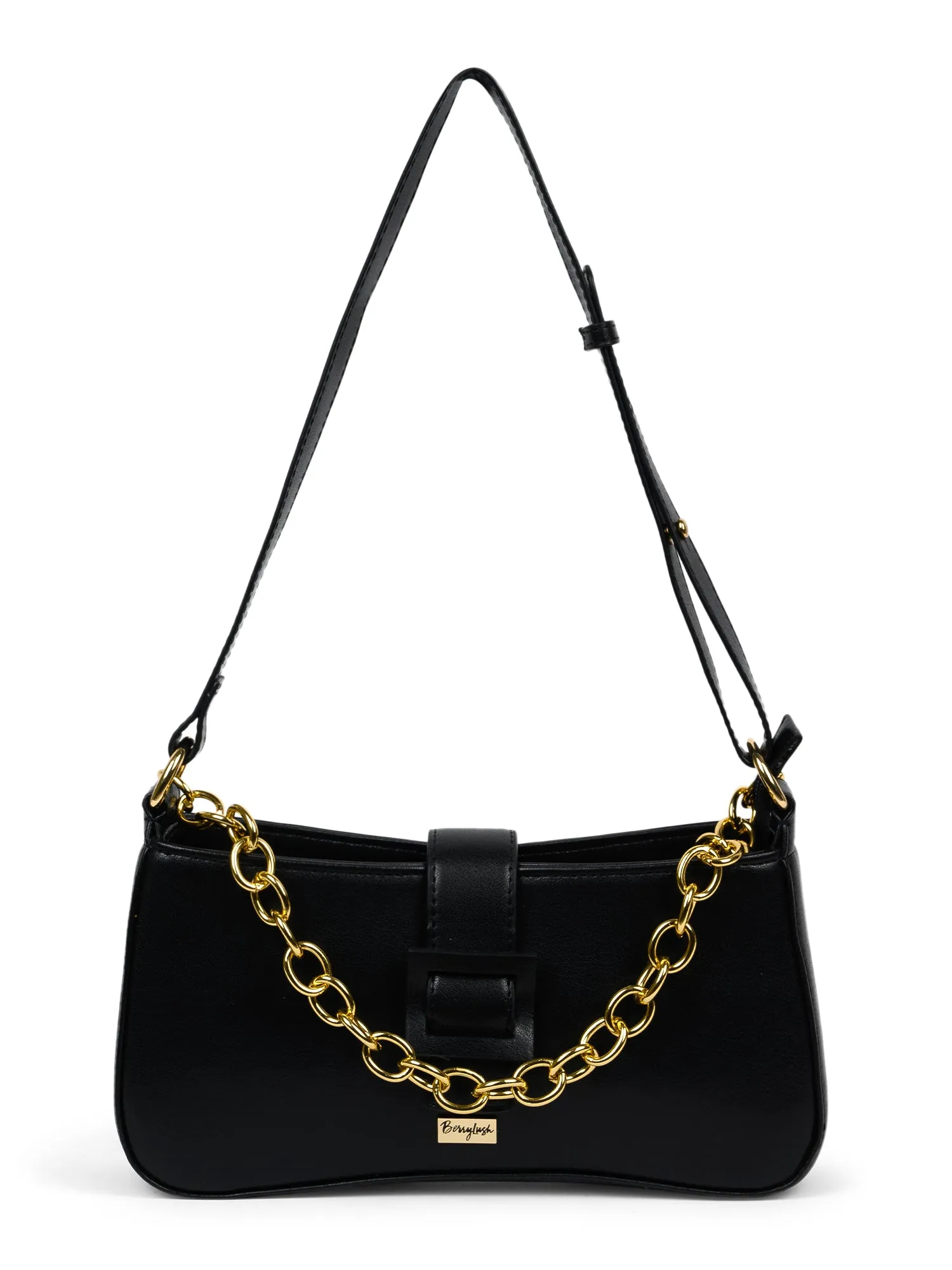 Berrylush Women Black Structured Shoulder Bag