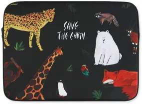 Black Save the earth Graphic iPad 11" 13" 15" inch Laptop Sleeves Cases Protective Covers Purses Handbags Square Cushion Pouches Designer Artist Purses School Collage Office Lightweight