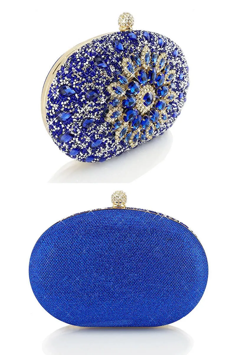 Blue Artificial Diamond Evening Clutch