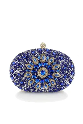 Blue Artificial Diamond Evening Clutch