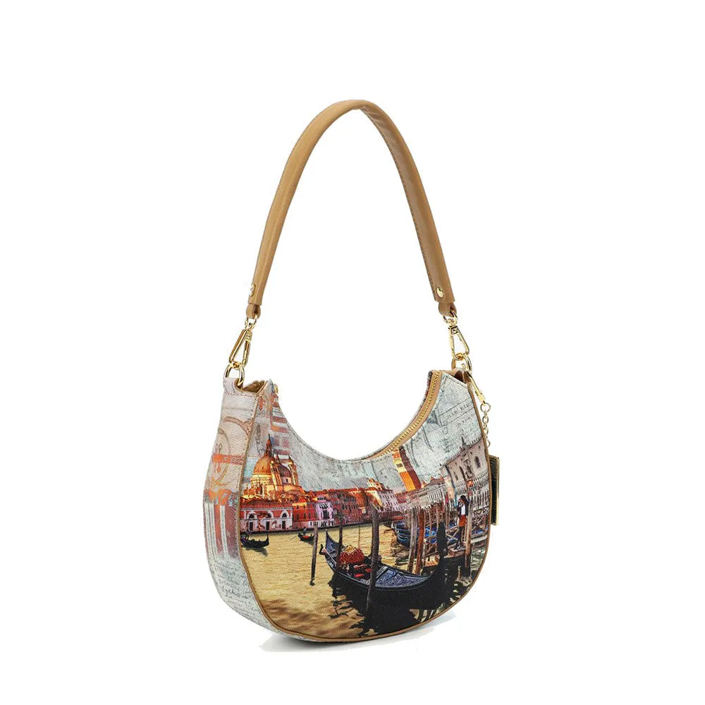 Borsa Donna a Spalla Hobo Bag Y NOT CLF-003 stampa Romantic