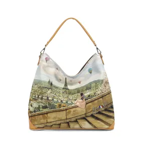 Borsa Donna Hobo Bag a Spalla Y NOT YES-641 Stampa Montgolfiere