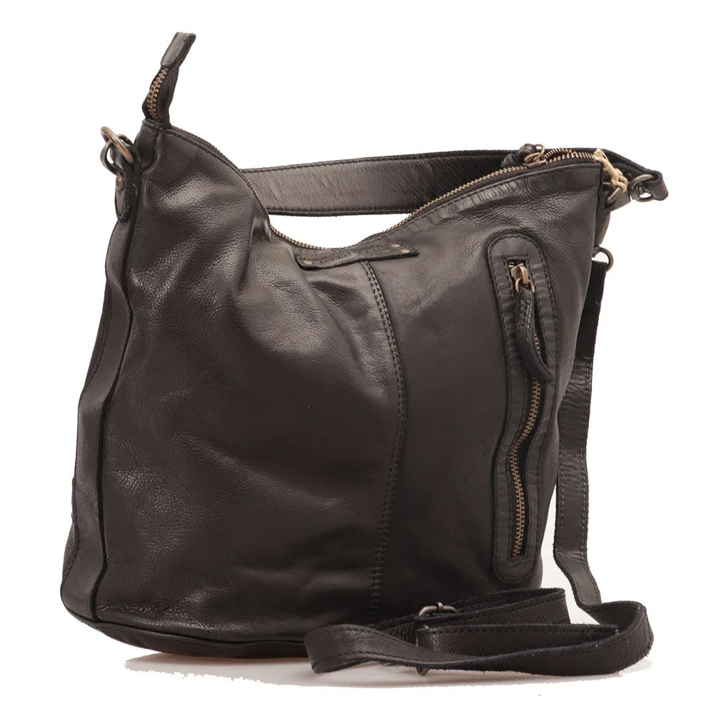 Borsa Donna Hobo GIANNI CONTI in Pelle Liscia Nera con Borchie