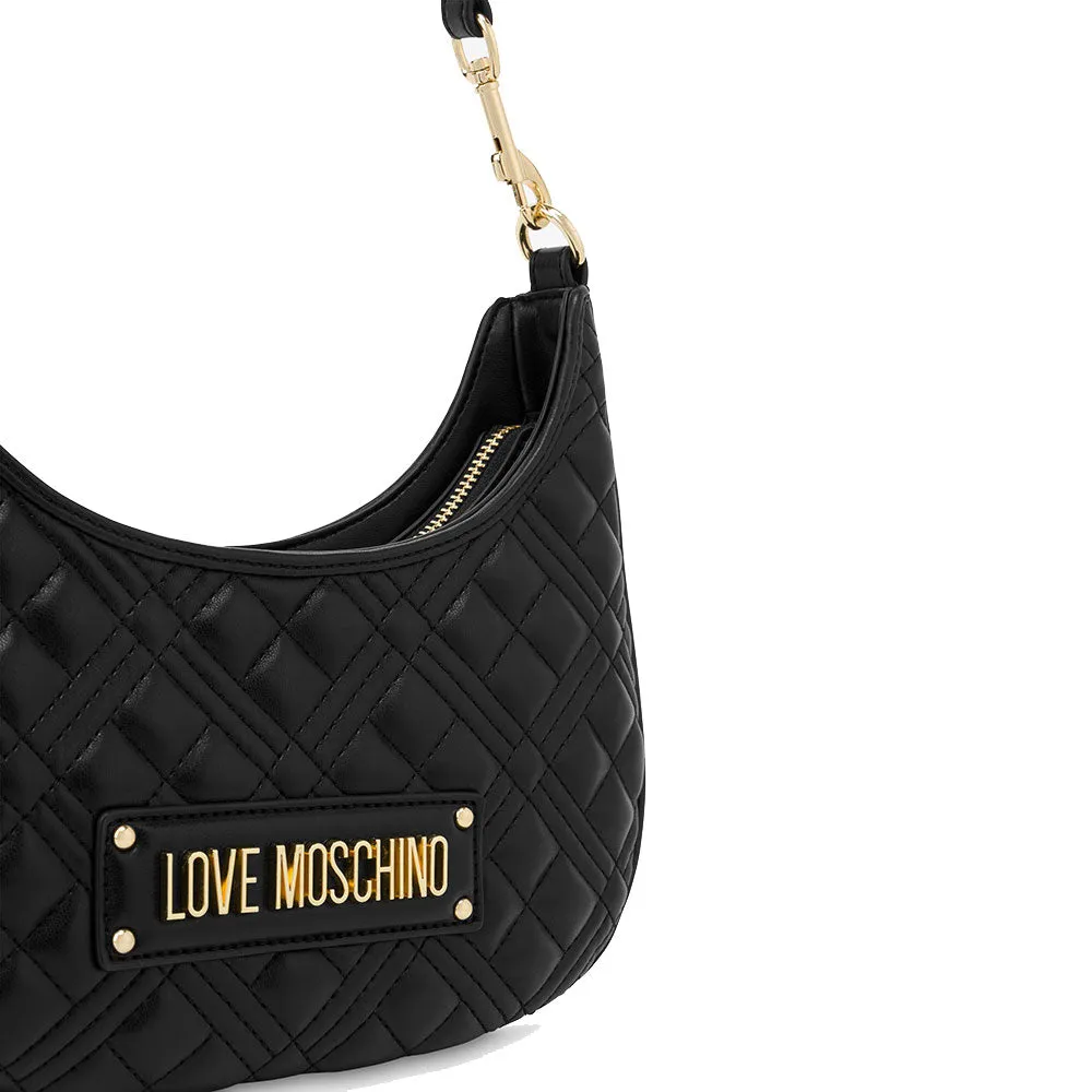 Borsa Donna Hobo Trapuntata a Spalla LOVE MOSCHINO linea Logo Lettering colore Nero