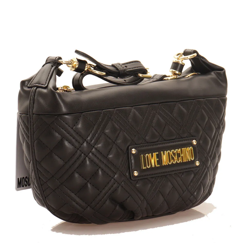 Borsa Donna Hobo Trapuntata LOVE MOSCHINO linea Logo Lettering colore Nero