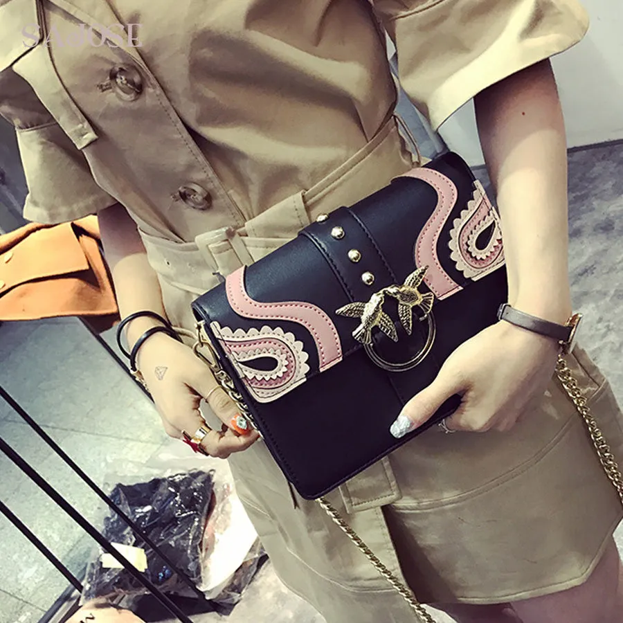 Brand Hand Bag Woman Messenger Bags Lady Rivet chain Women