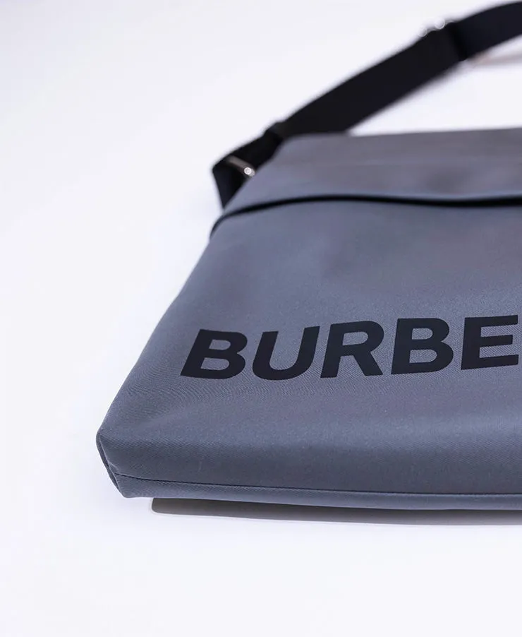 BURBERRY LOGO PRINT NYLON NEO MESSENGER GREY