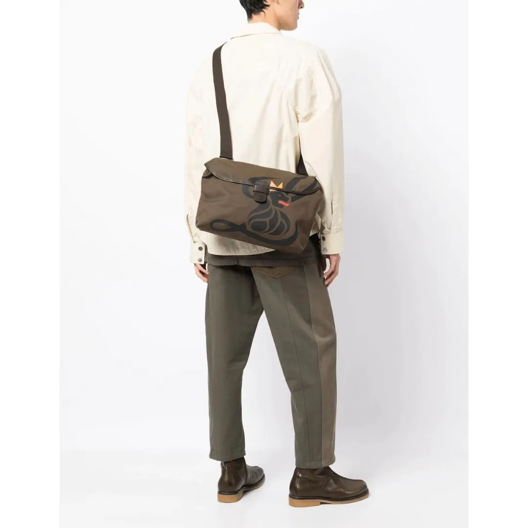 Canvas Lion Messenger Bag - Khaki