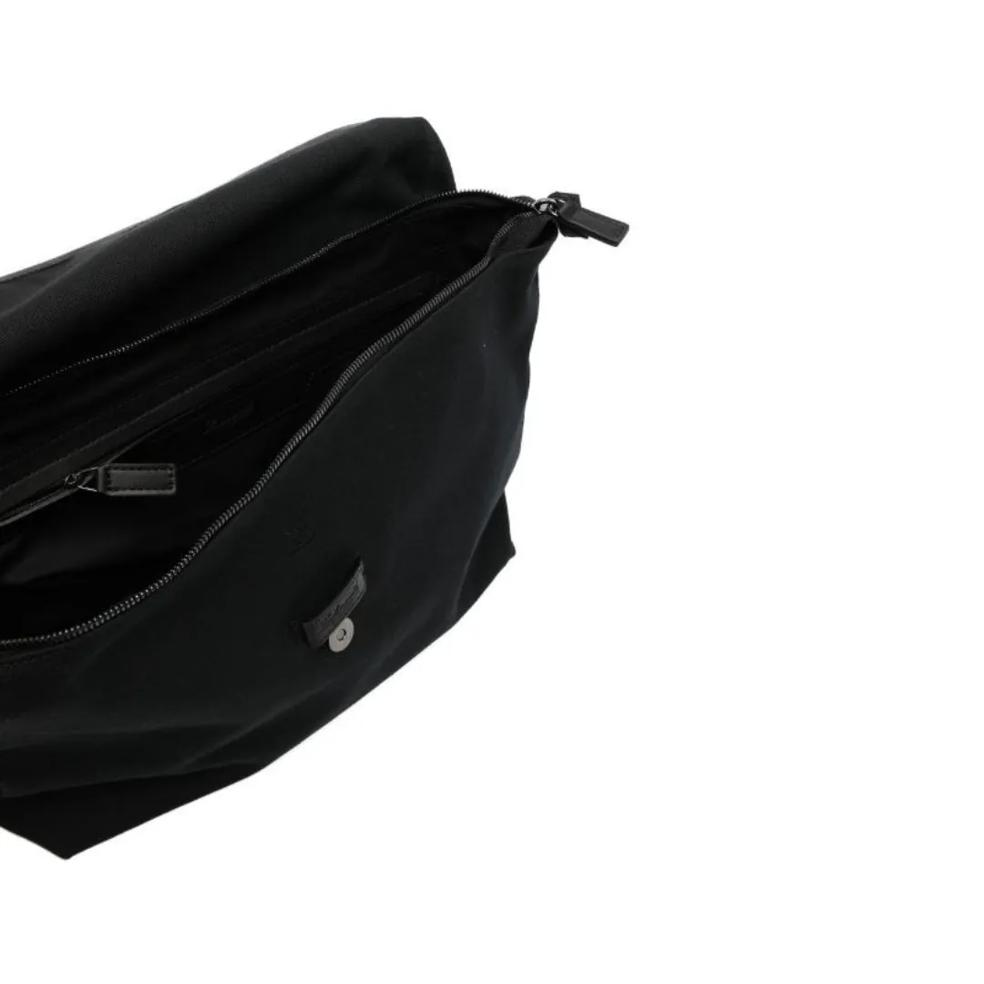 Canvas Plain Messenger Bag - Black