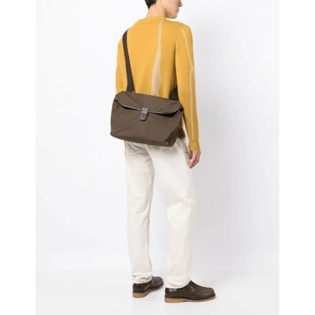 Canvas Plain Messenger Bag - Khaki