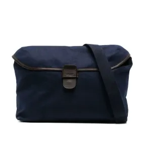 Canvas Plain Messenger Bag - Navy