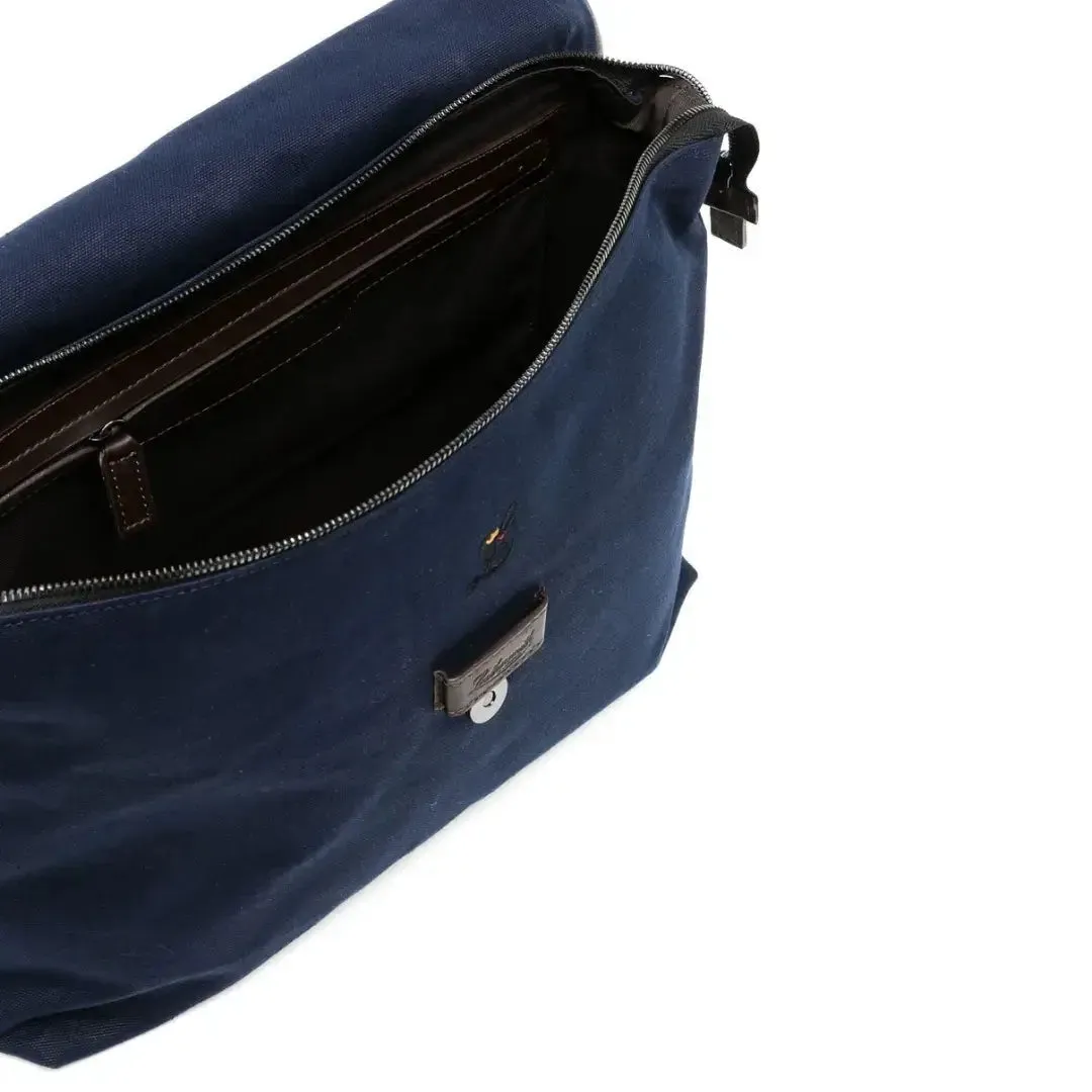 Canvas Plain Messenger Bag - Navy