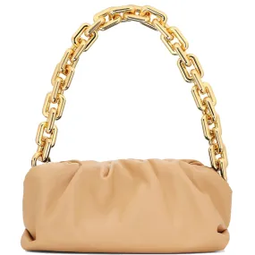 Chain Pouch Smooth, Almond/Gold