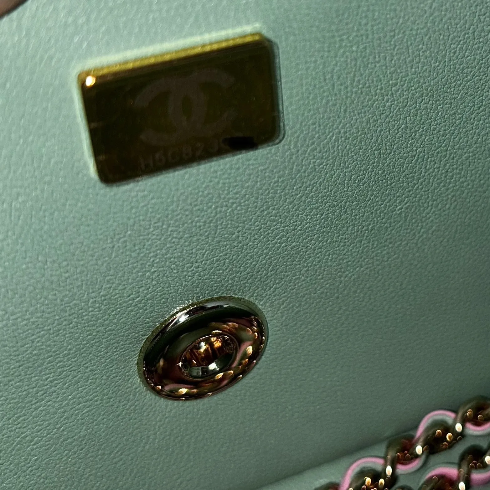 Chanel Mini Top Handle Pink Green Lambskin